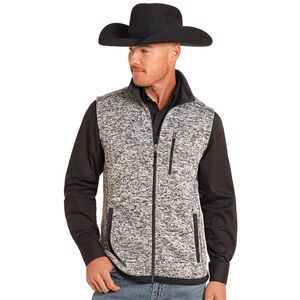 Powder River Outfitters Men's Knit Melange Black Vest - XXL